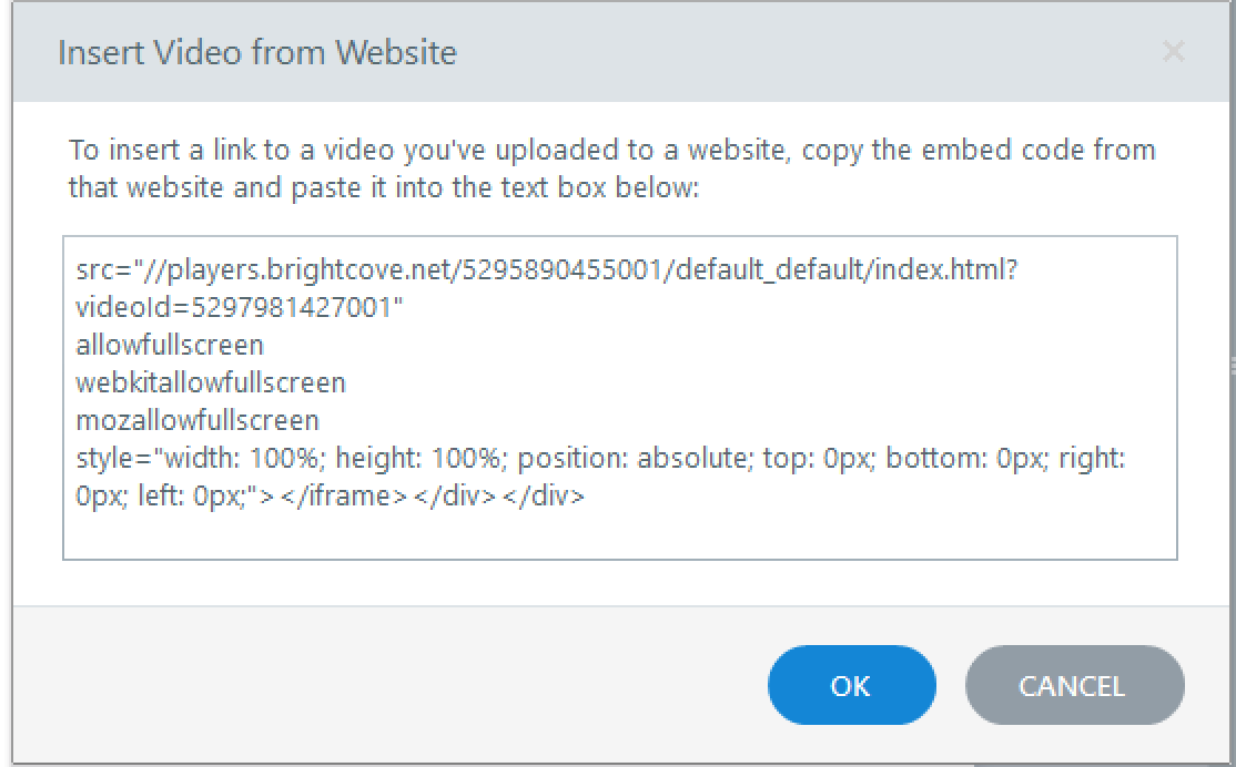 How to embed Brightcove video into Storyline for use on iPad, HTML Articulate Storyline